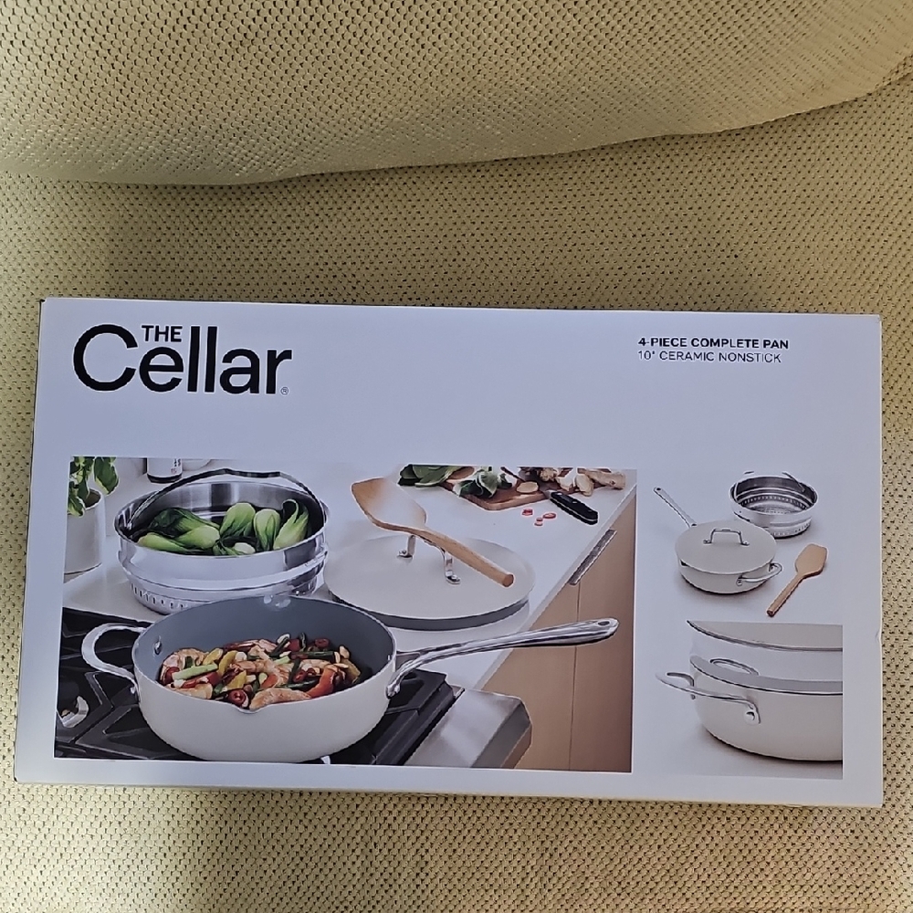 The Cellar Off White Ceramic Nonstick Pan Set